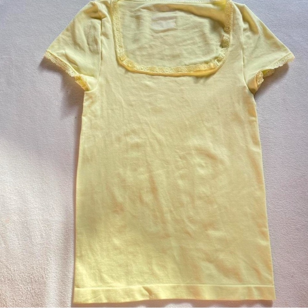 Target Yellow Women's Crop Top with Lace Trim